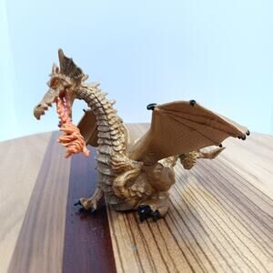 Rare 2005 Papo Fire Breathing Orange Dragon Figure Mythical Fantasy Toy 4" x 6"